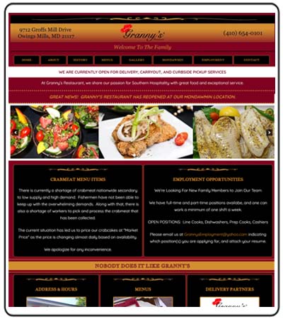 GRANNYS RESTAURANT WEBPAGE