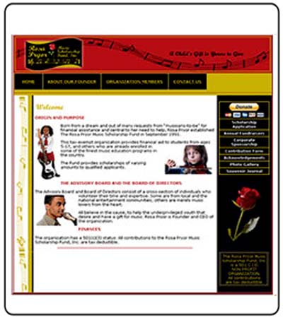 ROSA PRYOR MUSIC SCHOLARSHIP FUND WEBPAGE