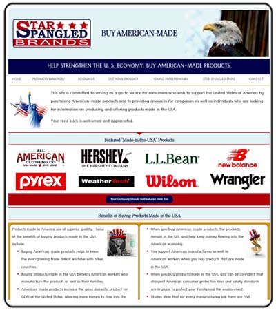 STAR SPANGLED BRANDS WEBPAGE